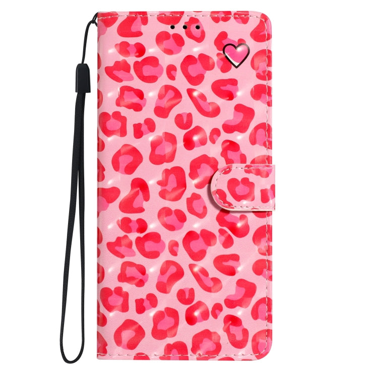 For iPhone 16 3D Pattern Leather Phone Case(Pink Leopard Print) - iPhone 16 Cases by buy2fix | Online Shopping UK | buy2fix