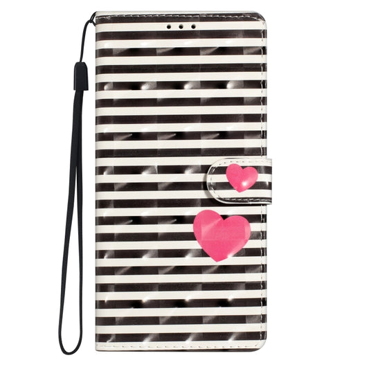 For iPhone 16 3D Pattern Leather Phone Case(Striped Heart) by buy2fix