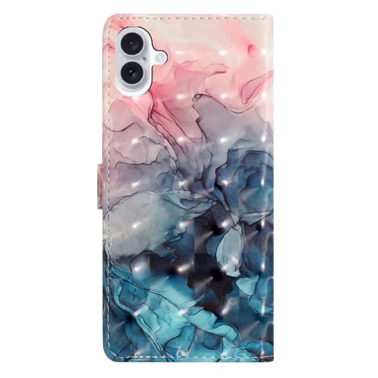 For iPhone 16 Plus 3D Pattern Leather Phone Case(3D Pink Blue Marble) by buy2fix