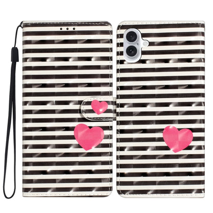 For iPhone 16 Plus 3D Pattern Leather Phone Case(Striped Heart) by buy2fix