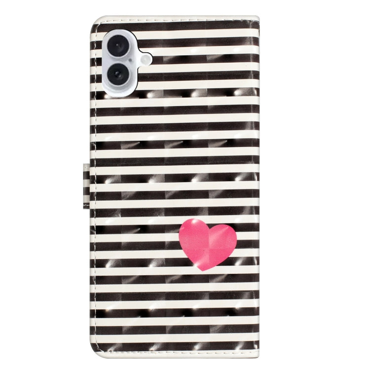 For iPhone 16 Plus 3D Pattern Leather Phone Case(Striped Heart) by buy2fix
