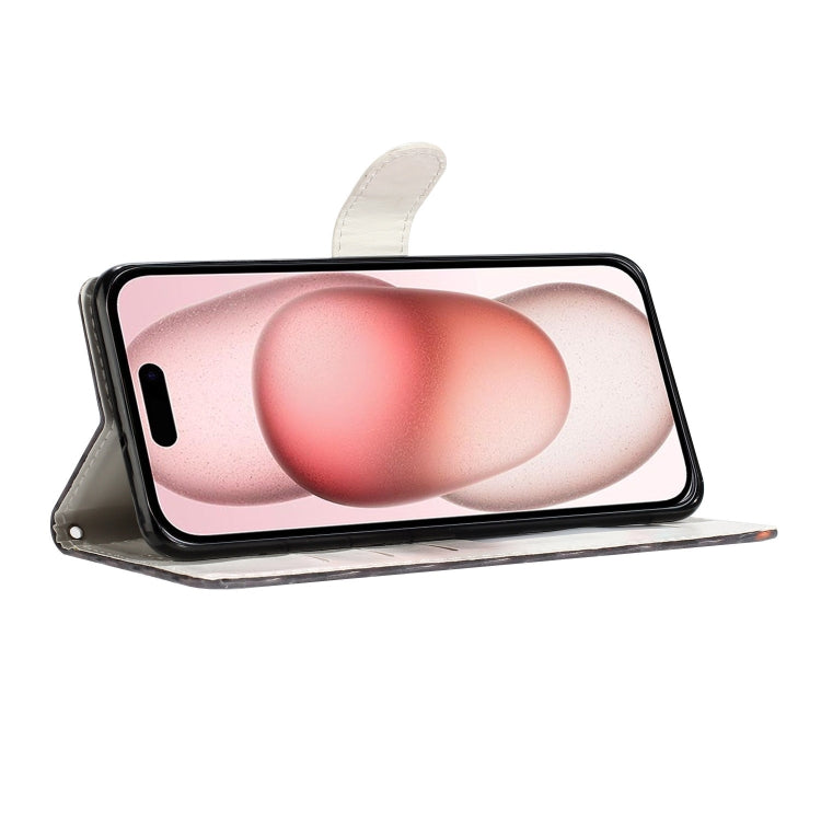 For iPhone 16 Plus 3D Pattern Leather Phone Case(Striped Heart) by buy2fix