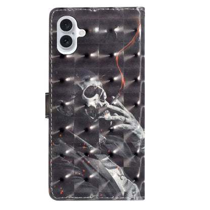For iPhone 16 Plus 3D Pattern Leather Phone Case(Skull) by buy2fix