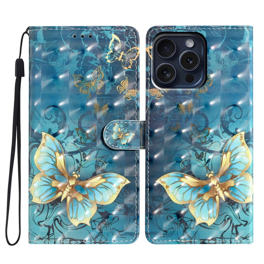 For iPhone 16 Pro 3D Pattern Leather Phone Case(3D Butterfly) by buy2fix