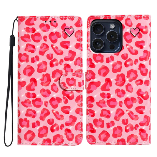 For iPhone 16 Pro 3D Pattern Leather Phone Case(Pink Leopard Print) by buy2fix