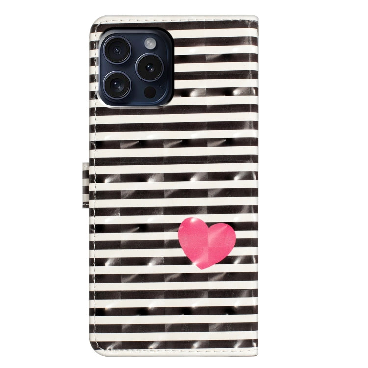 For iPhone 16 Pro 3D Pattern Leather Phone Case(Striped Heart) by buy2fix