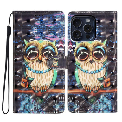 For iPhone 16 Pro 3D Pattern Leather Phone Case(Big-eyed owl) by buy2fix