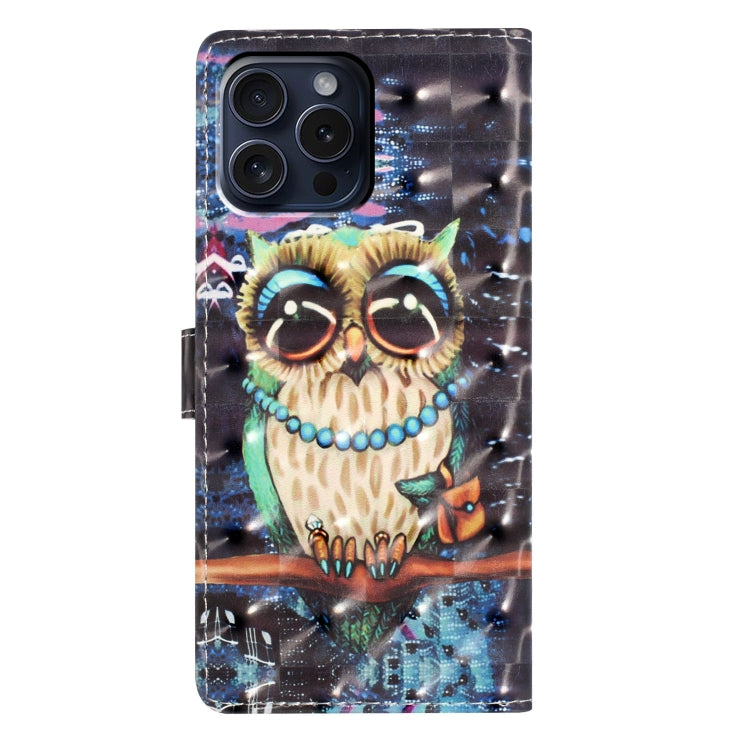 For iPhone 16 Pro 3D Pattern Leather Phone Case(Big-eyed owl) by buy2fix