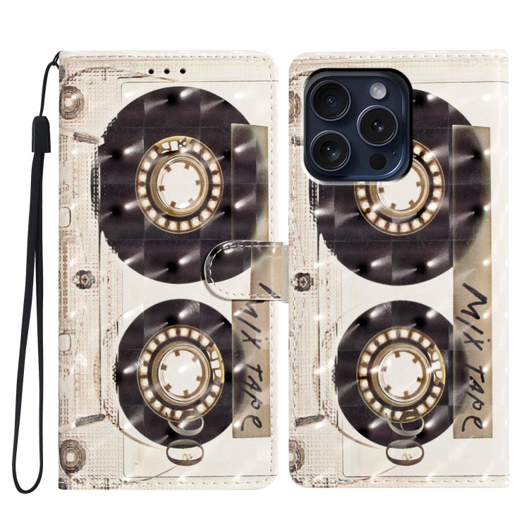 For iPhone 16 Pro 3D Pattern Leather Phone Case(Tape) by buy2fix