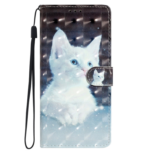 For iPhone 16 Pro 3D Pattern Leather Phone Case(White Cat) by buy2fix