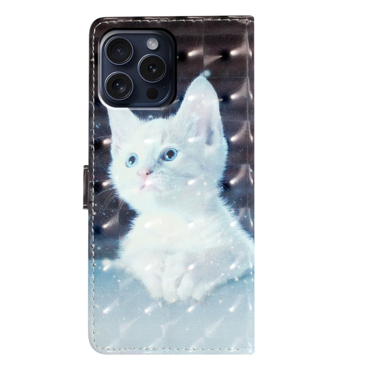 For iPhone 16 Pro 3D Pattern Leather Phone Case(White Cat) - iPhone 16 Pro Cases by buy2fix | Online Shopping UK | buy2fix