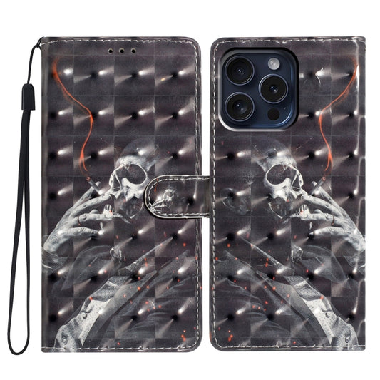 For iPhone 16 Pro 3D Pattern Leather Phone Case(Skull) by buy2fix
