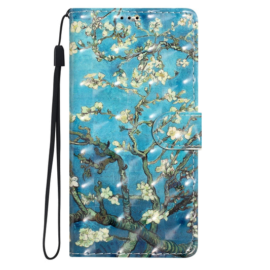 For iPhone 16 Pro 3D Pattern Leather Phone Case(Blue Base Apricot Flower) by buy2fix