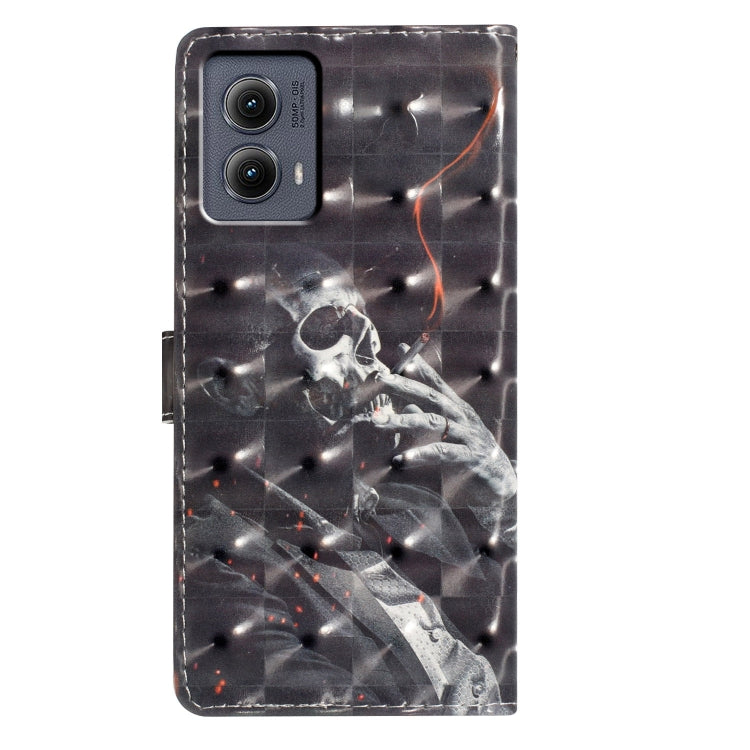 For Motorola Edge 2024 3D Pattern Leather Phone Case(Skull) - Motorola Cases by buy2fix | Online Shopping UK | buy2fix