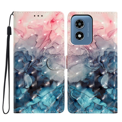 For Motorola Moto G Play 2024 3D Pattern Leather Phone Case(3D Pink Blue Marble) - Motorola Cases by buy2fix | Online Shopping UK | buy2fix