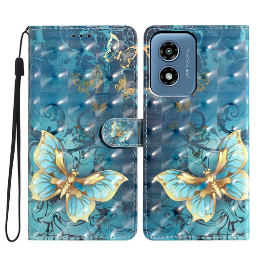 For Motorola Moto G Play 2024 3D Pattern Leather Phone Case(3D Butterfly) - Motorola Cases by buy2fix | Online Shopping UK | buy2fix