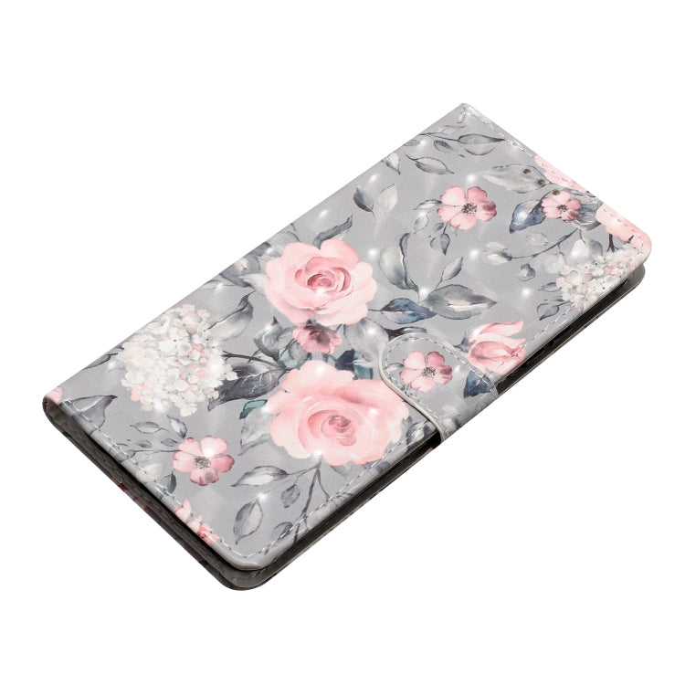 For Motorola Moto G Play 2024 3D Pattern Leather Phone Case(Gray Base Flower) - Motorola Cases by buy2fix | Online Shopping UK | buy2fix