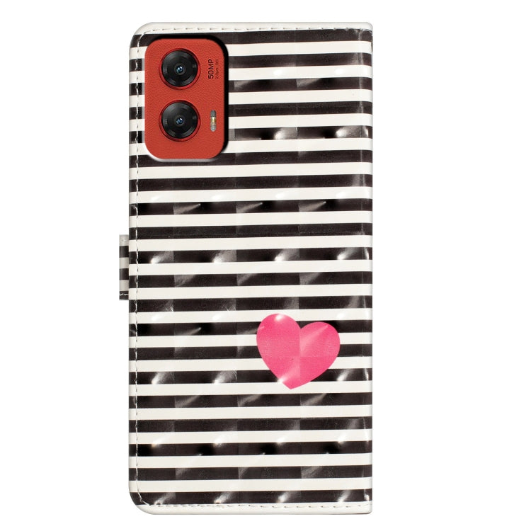 For Motorola Moto G Stylus 5G 2024 3D Pattern Leather Phone Case(Striped Heart) - Motorola Cases by buy2fix | Online Shopping UK | buy2fix