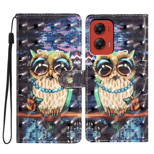 For Motorola Moto G Stylus 5G 2024 3D Pattern Leather Phone Case(Big-eyed owl) - Motorola Cases by buy2fix | Online Shopping UK | buy2fix