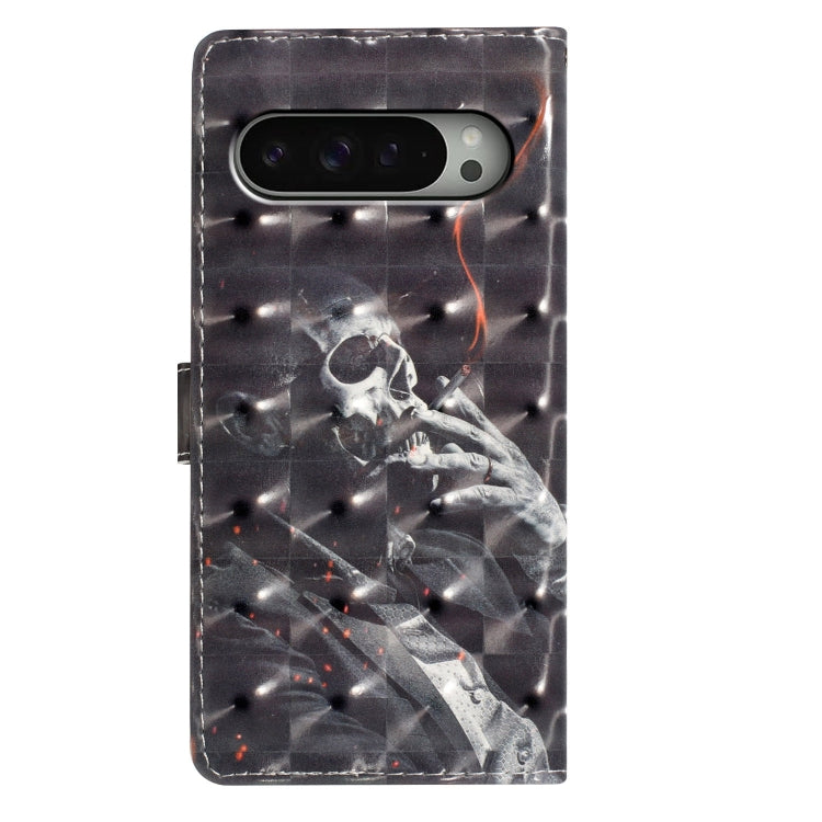 For Google Pixel 9 Pro XL 3D Pattern Leather Phone Case(Skull) - Google Cases by buy2fix | Online Shopping UK | buy2fix