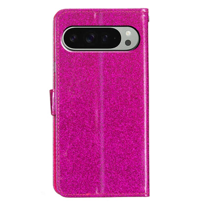 For Google Pixel 9 / 9 Pro Glitter Powder Flip Leather Phone Case(Rose Red) - Google Cases by buy2fix | Online Shopping UK | buy2fix