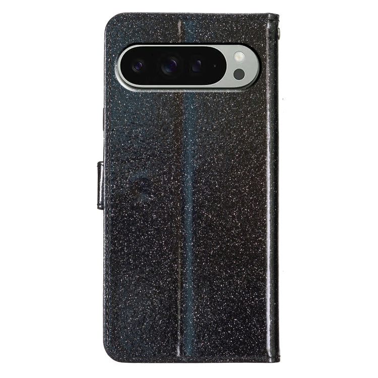 For Google Pixel 9 Pro XL Glitter Powder Flip Leather Phone Case(Black) by buy2fix