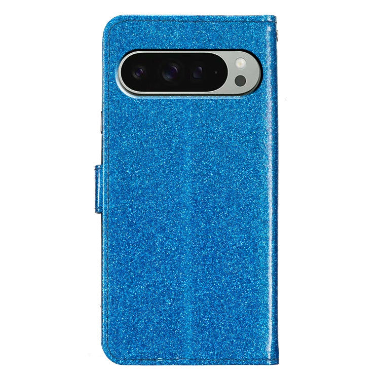 For Google Pixel 9 Pro XL Glitter Powder Flip Leather Phone Case(Blue) - Google Cases by buy2fix | Online Shopping UK | buy2fix