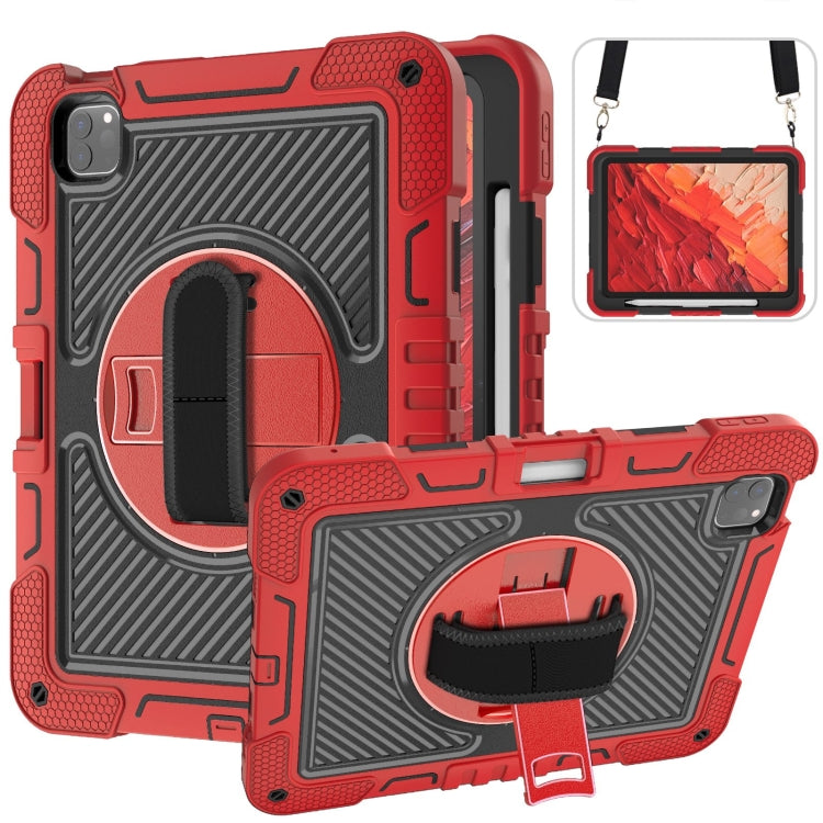 For iPad Pro 11 2025 / 2024 360 Degree Rotation PC Contrast Silicone Tablet Case(Red + Black) by buy2fix