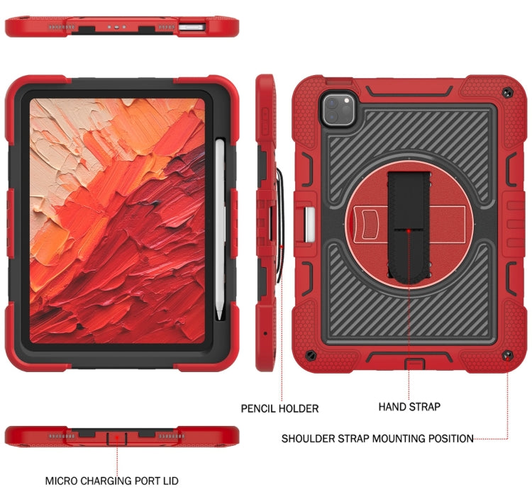 For iPad Pro 11 2025 / 2024 360 Degree Rotation PC Contrast Silicone Tablet Case(Red + Black) by buy2fix