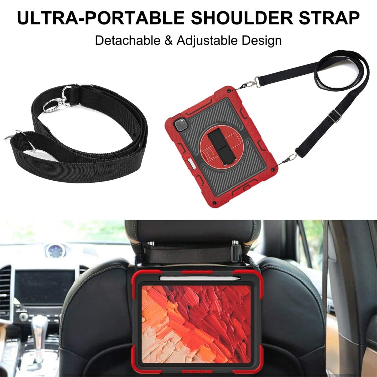 For iPad Pro 11 2025 / 2024 360 Degree Rotation PC Contrast Silicone Tablet Case(Red + Black) by buy2fix