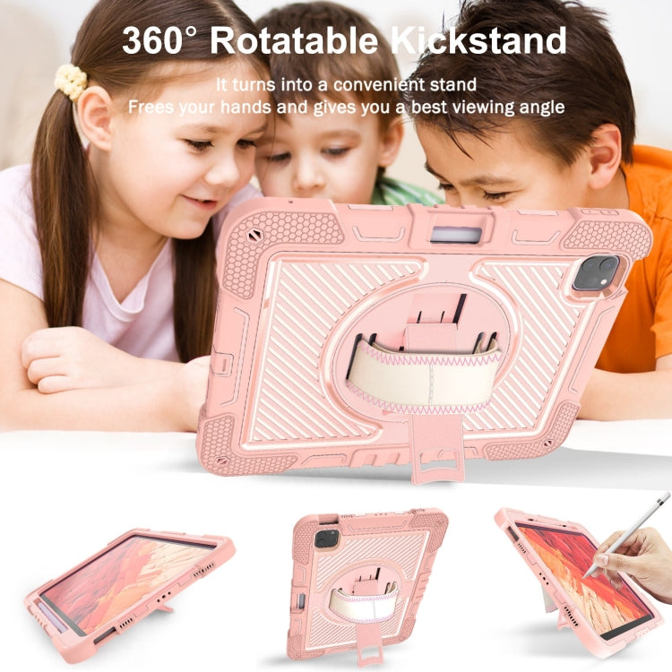 For iPad Pro 11 2025 / 2024 360 Degree Rotation PC Contrast Silicone Tablet Case(Rose Gold) by buy2fix