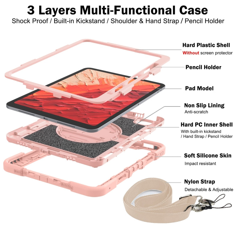 For iPad Pro 11 2025 / 2024 360 Degree Rotation PC Contrast Silicone Tablet Case(Rose Gold) by buy2fix