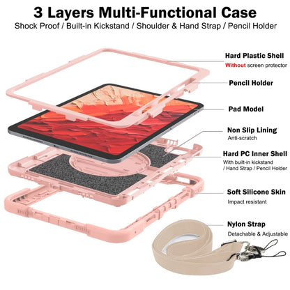 For iPad Pro 11 2025 / 2024 360 Degree Rotation PC Contrast Silicone Tablet Case(Rose Gold) by buy2fix