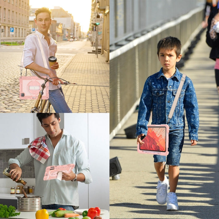 For iPad Pro 11 2025 / 2024 360 Degree Rotation PC Contrast Silicone Tablet Case(Rose Gold) by buy2fix