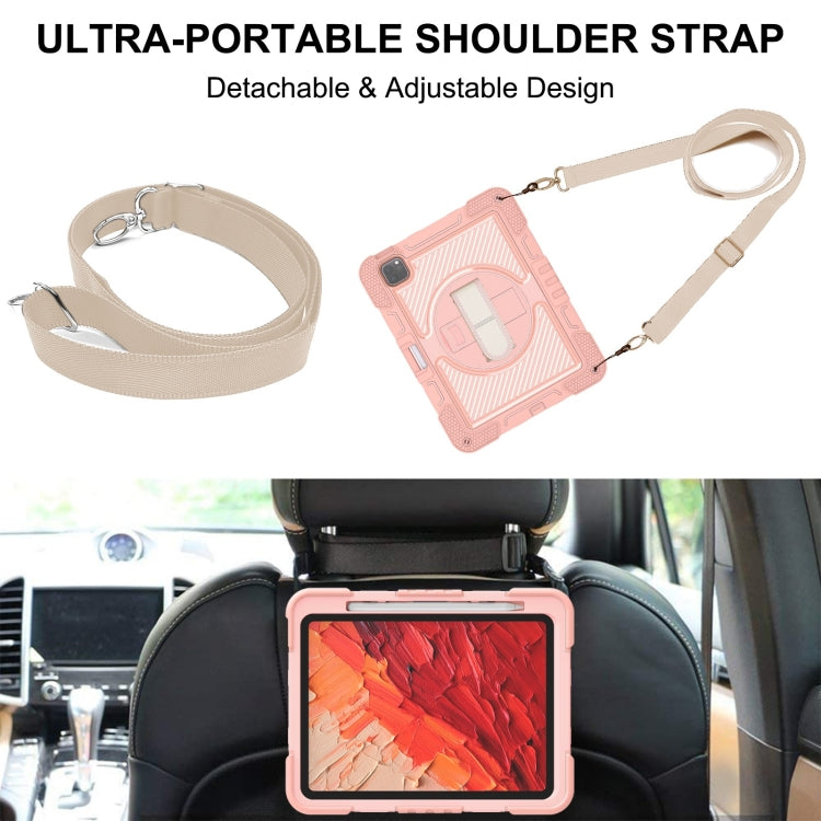 For iPad Pro 11 2025 / 2024 360 Degree Rotation PC Contrast Silicone Tablet Case(Rose Gold) by buy2fix