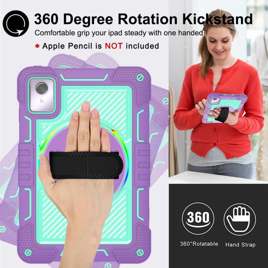 For Lenovo Tab M11 / Xiaoxin Pad 11 2024 360 Degree Rotation PC Contrast Silicone Tablet Case(Purple + Mint Green) by buy2fix