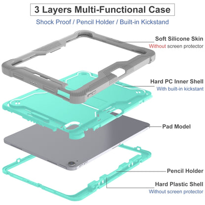 For iPad Air 11 2024 / Air 2022 10.9 Shockproof Silicone Hybrid PC Tablet Case with Holder(Mint Green + Grey) - iPad Air 11 2024 Cases by buy2fix | Online Shopping UK | buy2fix