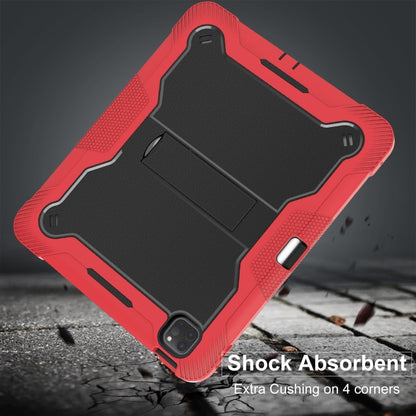 For iPad Pro 13 2025 / 2024 Shockproof Silicone Hybrid PC Tablet Case with Holder(Black + Red) by buy2fix