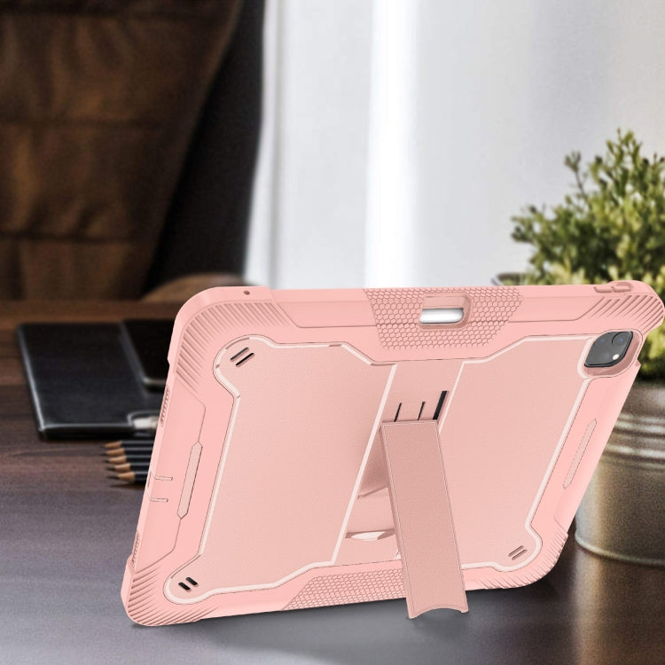 For iPad Pro 13 2025 / 2024 Shockproof Silicone Hybrid PC Tablet Case with Holder(Rose Gold) by buy2fix