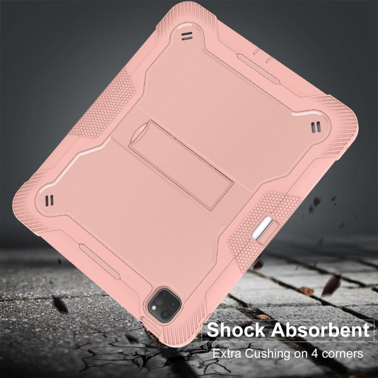 For iPad Pro 13 2025 / 2024 Shockproof Silicone Hybrid PC Tablet Case with Holder(Rose Gold) by buy2fix