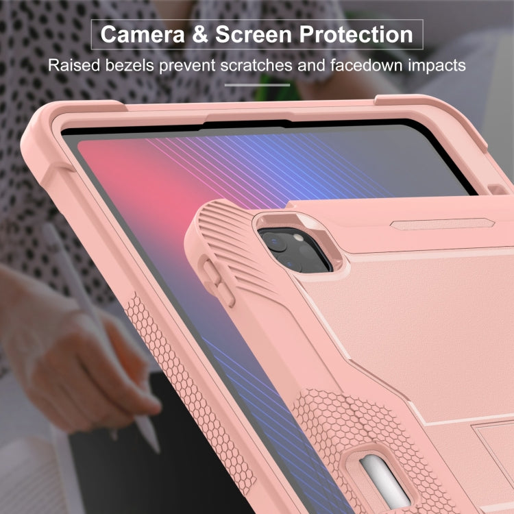 For iPad Pro 13 2025 / 2024 Shockproof Silicone Hybrid PC Tablet Case with Holder(Rose Gold) by buy2fix