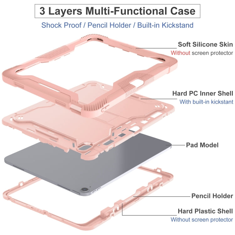 For iPad Air 13 2024 Shockproof Silicone Hybrid PC Tablet Case with Holder(Rose Gold) - iPad Air 13 2024 Cases by buy2fix | Online Shopping UK | buy2fix