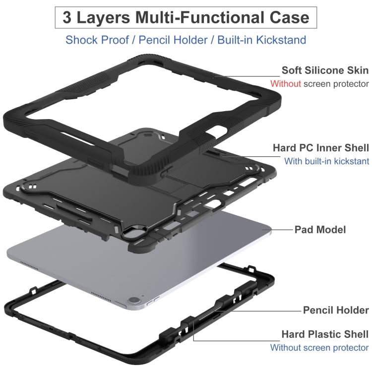 For iPad Air 13 2024 Shockproof Silicone Hybrid PC Tablet Case with Holder(Black) - iPad Air 13 2024 Cases by buy2fix | Online Shopping UK | buy2fix