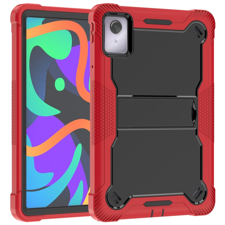 For Lenovo Tab M11 / Xiaoxin Pad 11 2024 Shockproof Silicone Hybrid PC Tablet Case with Holder(Black + Red) - Lenovo by buy2fix | Online Shopping UK | buy2fix