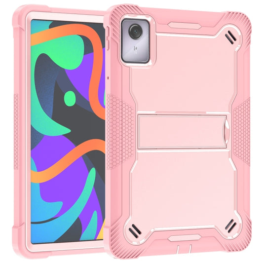 For Lenovo Tab M11 / Xiaoxin Pad 11 2024 Shockproof Silicone Hybrid PC Tablet Case with Holder(Rose Gold) by buy2fix
