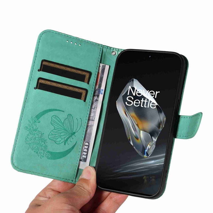 For OnePlus 12 Swallowtail Butterfly Embossed Leather Phone Case(Green) by buy2fix
