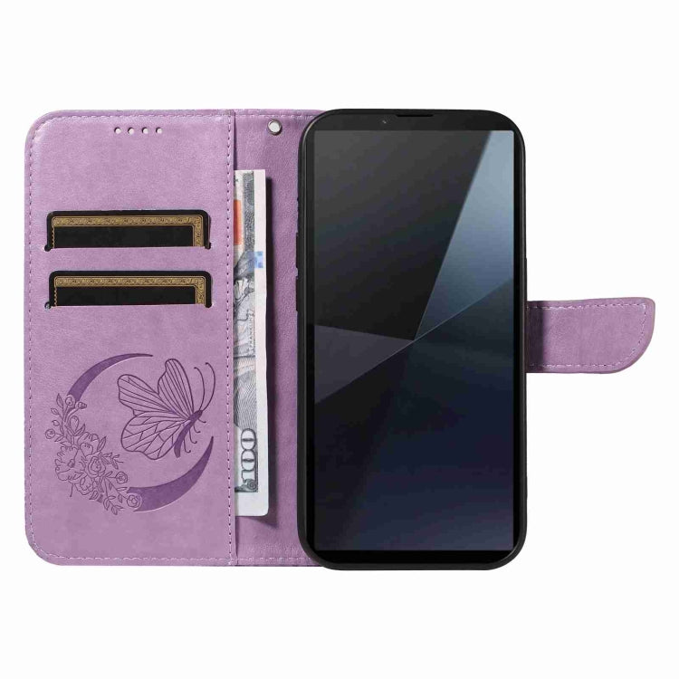 For Sony Xperia 10 VI 2024 Swallowtail Butterfly Embossed Leather Phone Case(Purple) - Sony Cases by buy2fix | Online Shopping UK | buy2fix