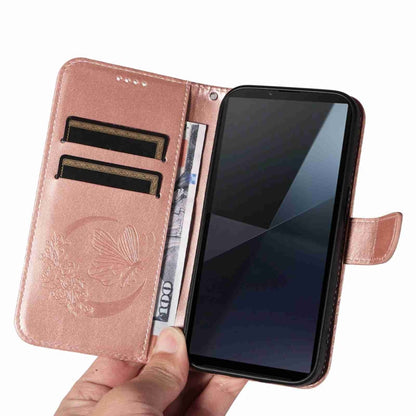 For Sony Xperia 10 VI 2024 Swallowtail Butterfly Embossed Leather Phone Case(Rose Gold) - Sony Cases by buy2fix | Online Shopping UK | buy2fix