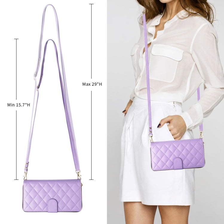 For iPhone 11 Pro Max Crossbody Rhombic Zipper Tower Buckle Leather Phone Case with Lanyard(Purple) - iPhone 11 Pro Max Cases by buy2fix | Online Shopping UK | buy2fix