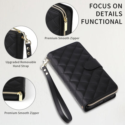For iPhone X / XS Crossbody Rhombic Zipper Tower Buckle Leather Phone Case with Lanyard(Black) - More iPhone Cases by buy2fix | Online Shopping UK | buy2fix